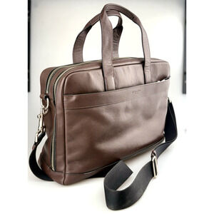 Coach Messenger Bag Briefcase Hudson Brown Leather Crossbody Laptop Large Zip